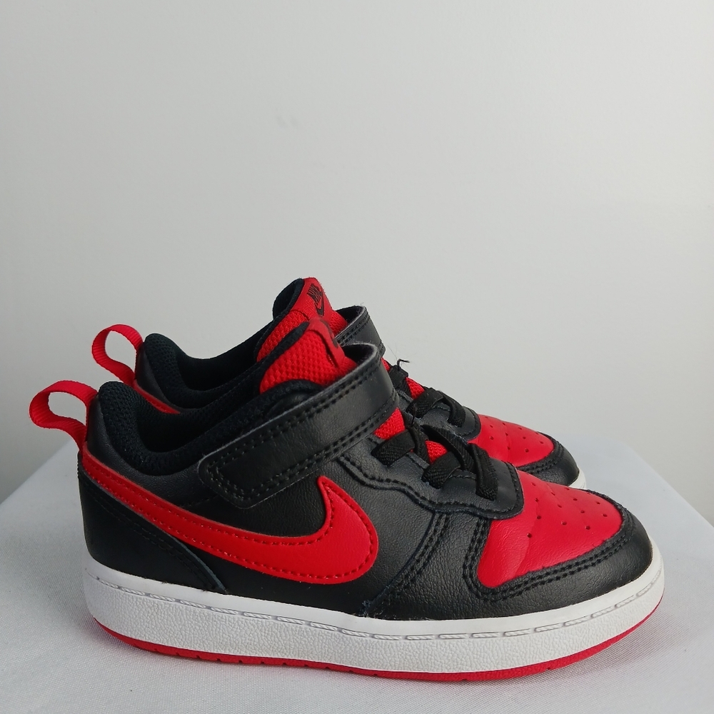 Nike Boys Court Borough Low 2 Toddler 9C Shoes BQ5453-007 Sneaker Red/Black